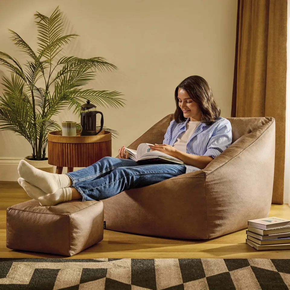 icon - Natalia XL Zitzak Fauteuil met Poef - Kunstleer - Bruin, foto 6
