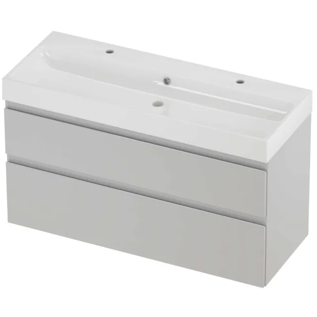 Proline Podium Badmeubelset Polystone Loft 2 Kraangaten 120x46x70 cm Glans Wit Glans Wit