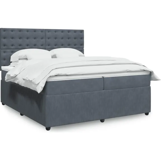 vidaXL Boxspring met matras fluweel donkergrijs 200x200 cm grijs
