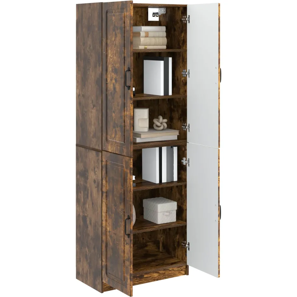 vidaXL Kastenset 2 st Gerookt eiken 66 x 34,5 x 87 cm Bewerkt hout Bruin