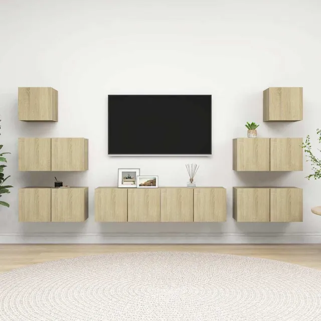 vidaXL 8-delige Tv-meubelset bewerkt hout sonoma eikenkleurig, foto 2