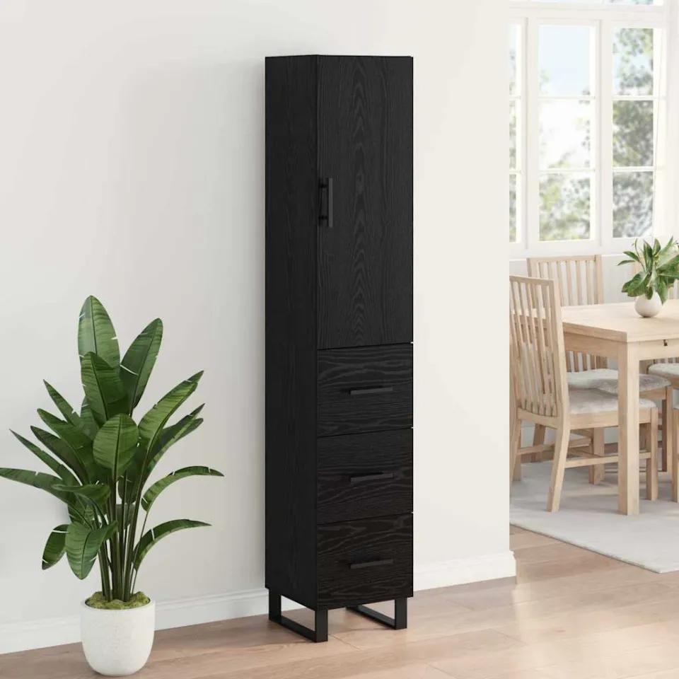 vidaXL Highboard Zwart Eiken 34,5 x 34 x 180 cm Bewerkt hout, foto 4