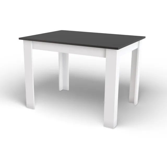 Oskar Eettafel NP 120x80 - ZWART/WIT - Modern Design, Kleur: Zwart Blad en Witte Poten, Geschikt voor Keuken, Eetkamer en Woonkamer, 120 x 80 cm wit, zwart