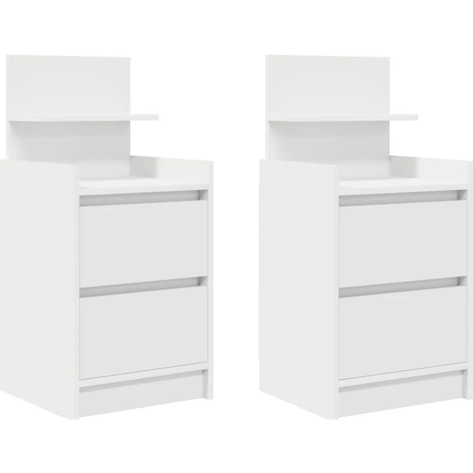 vidaXL Nachtkastjes met 2 lades 2 st 38x34x80 cm wit