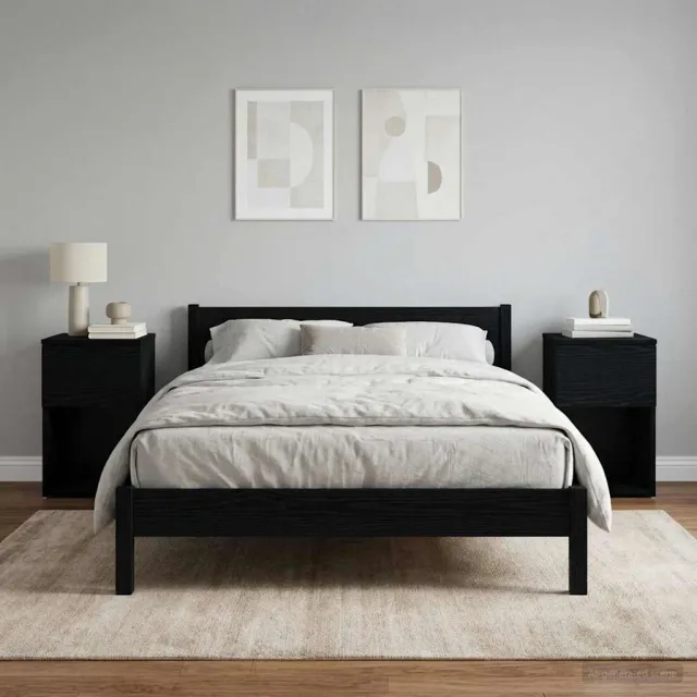 vidaXL Bed kast 2 st Zwart eiken 29 x 31,5 x 49 cm Bewerkt hout, foto 2