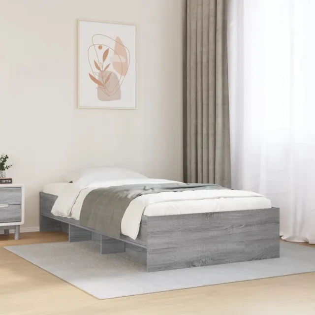 vidaXL Bedframe bewerkt hout grijs sonoma eikenkleurig 90x190 cm