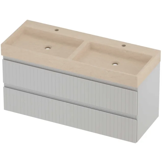 Proline Evoli Badmeubelset Hardsteen Loft 2 Kraangaten 120x46x62 cm Sand Stone Glans Wit