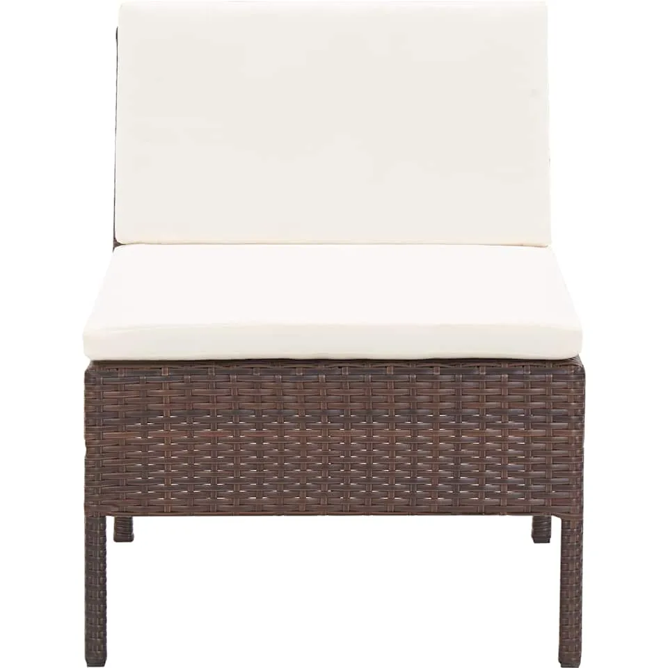 vidaXL 3-delige Loungeset met kussens poly rattan bruin, foto 4