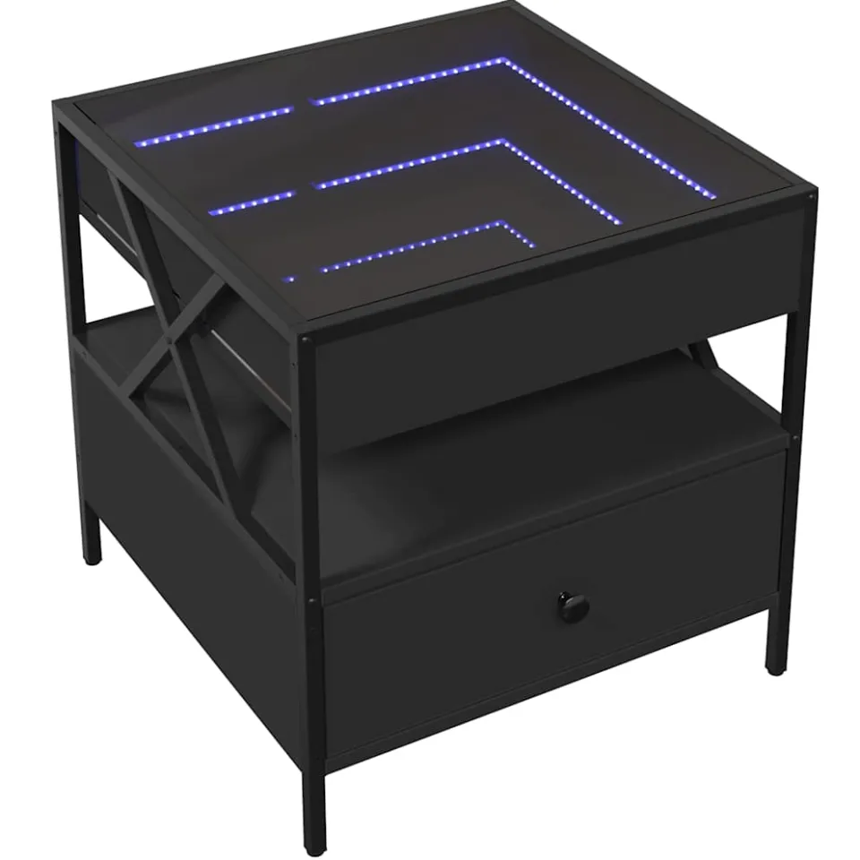 vidaXL Salontafel met Infinity LED 50x50x51 cm zwart