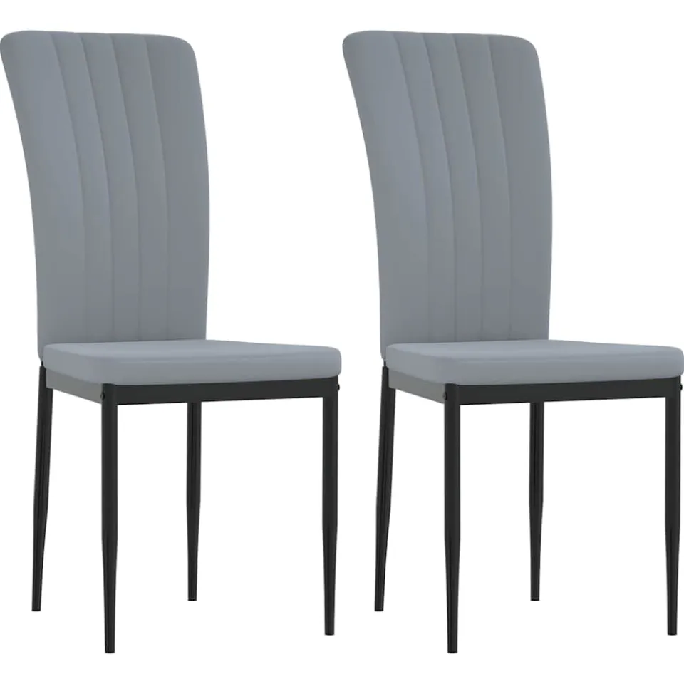 vidaXL Eetkamerstoelen 2 st fluweel lichtgrijs grijs, foto 3