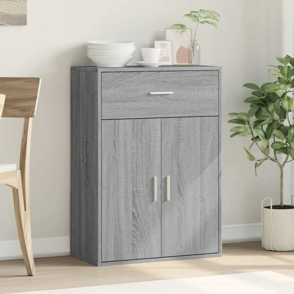vidaXL Dressoir 60x30x84 cm bewerkt hout grijs sonoma eikenkleurig, foto 3