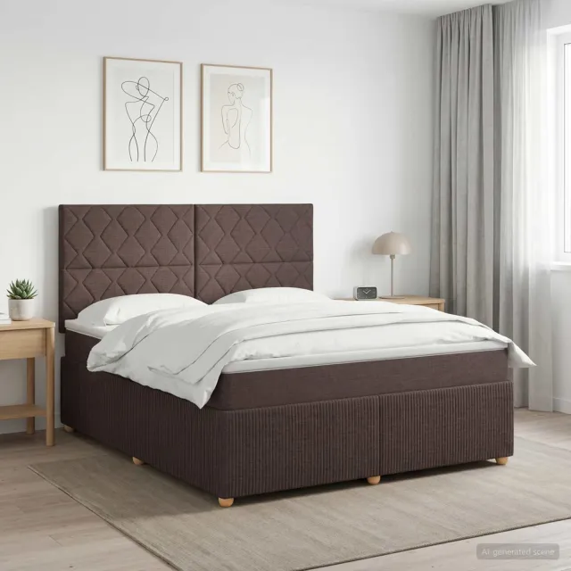 vidaXL Boxspringbed met matras Donkerbruin 160 x 200 cm Stof