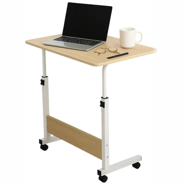 Lomera Verrijdbare Laptoptafel - Verstelbare Bedtafel - Hoogte Verstelbaar - Walnoot Tafelblad - Metalen Frame - Zwenkwieltjes Met Rem - Mobiele Bijzettafel - Computertafel - Houtlook - Ergonomische Laptop Tafel nvt