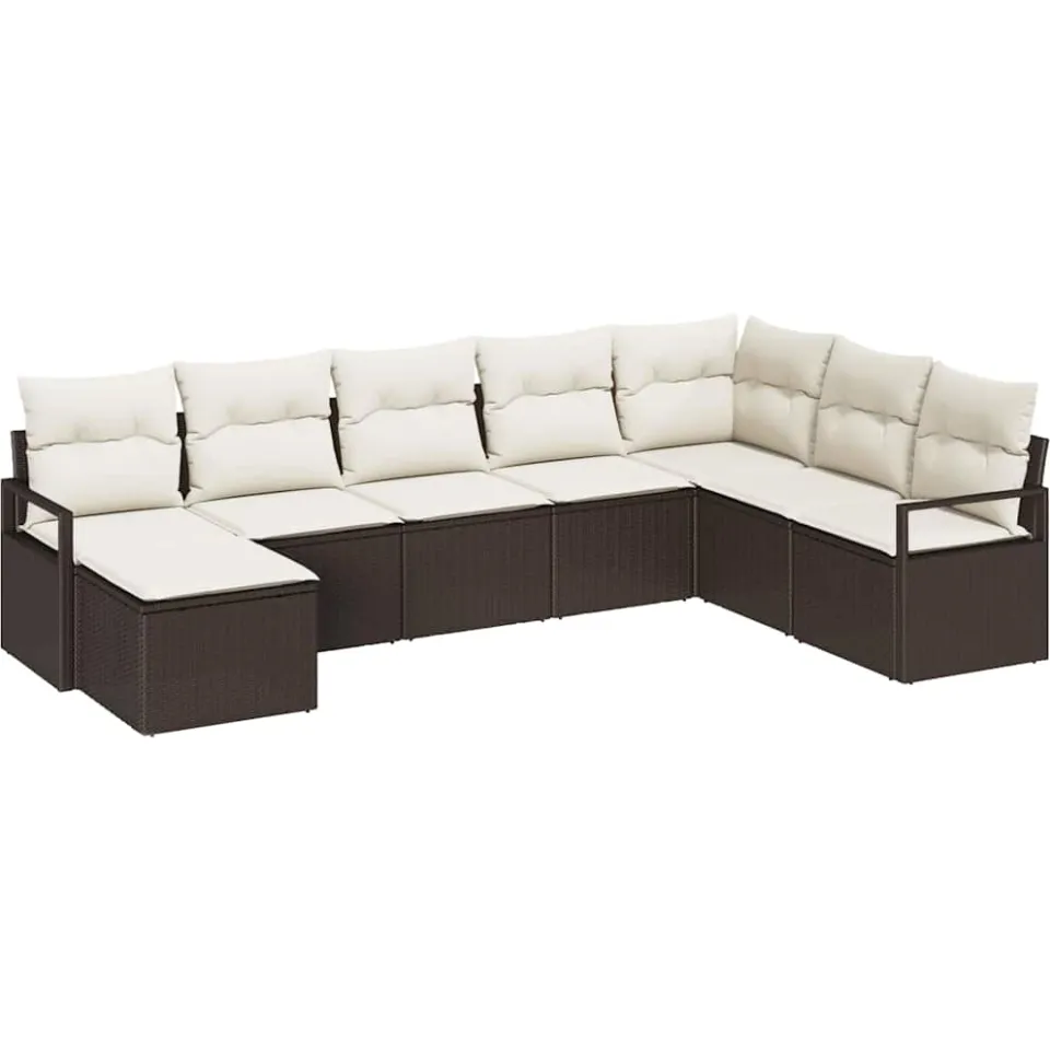 vidaXL Bankstel 8 st Bruin poly rattan