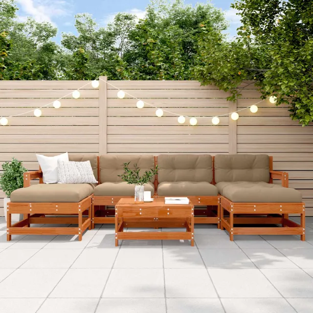vidaXL Tuin loungeset 7 st Wasbruin Massief grenenhout