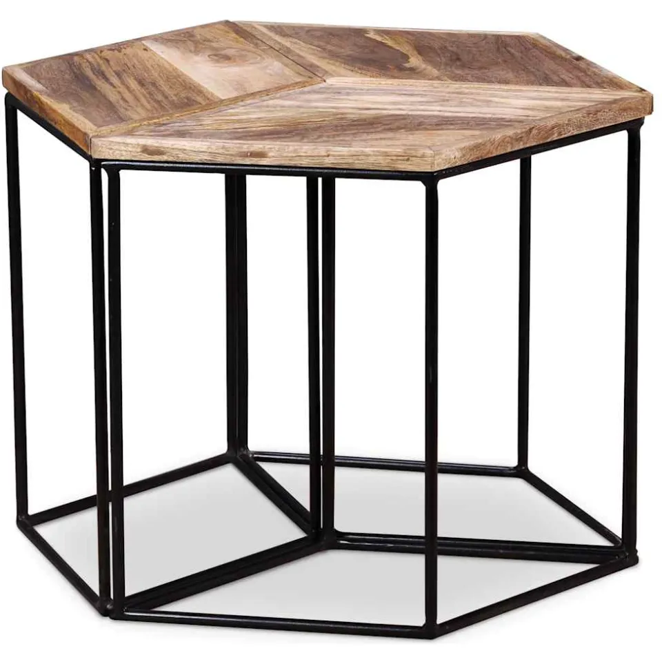vidaXL Salontafel 56x48x40 cm massief mangohout bruin, foto 2