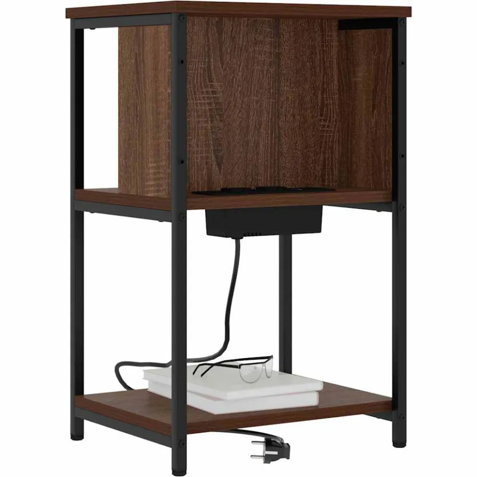 vidaXL Nachtkastje Bruin Eiken 38 x 31 x 61 cm Bewerkt hout