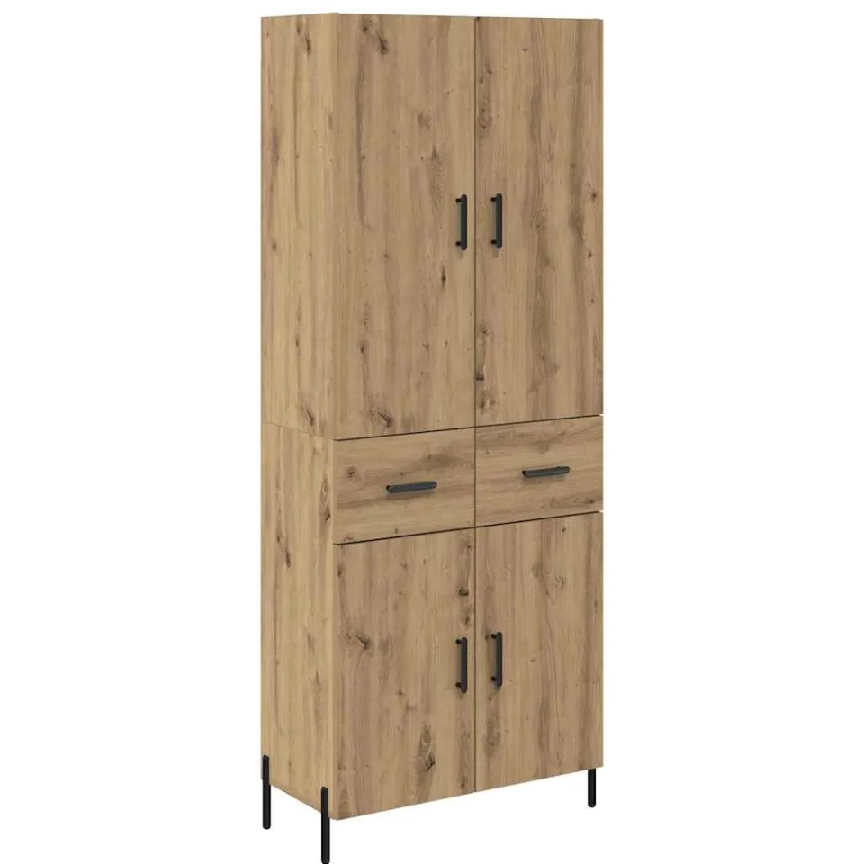 vidaXL Highboard Artisan Eiken 69,5 x 34 x 180 cm Bewerkt hout, foto 3