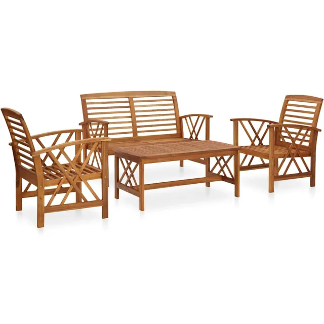 vidaXL 4-delige Loungeset massief acaciahout bruin, foto 2