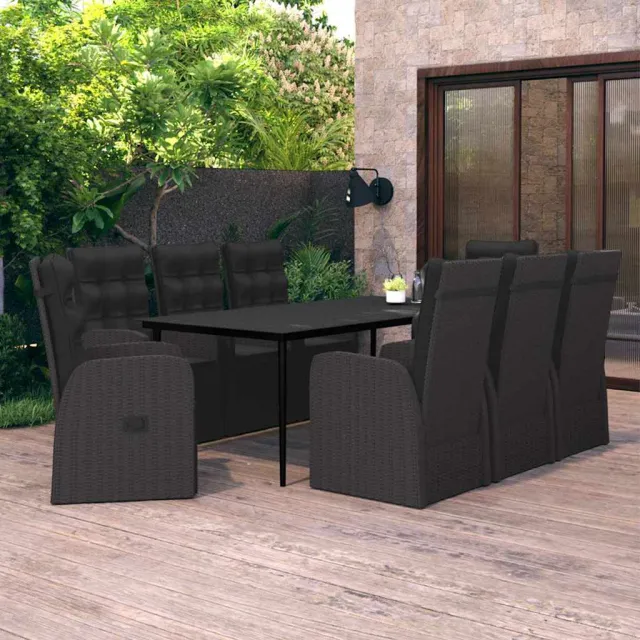 vidaXL 9-delige Tuinset met kussens zwart, foto 2