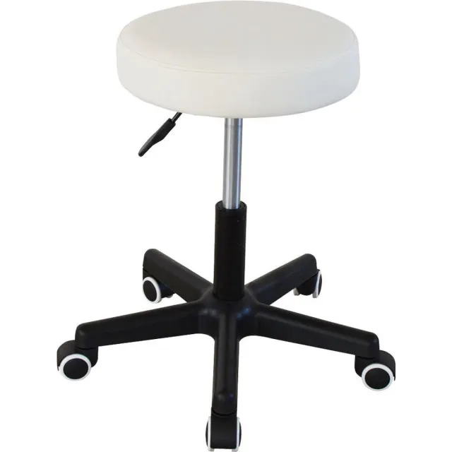 VDD Bureaukruk - kantoorkruk - werkkruk - tabouret - hoogte instelbaar 42 tot 56 cm - wit Wit - zwart