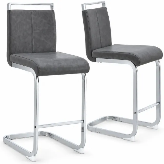 City long dragon LONG DRAGON - Barkrukken - Set van 2 - Donkergrijs / Zilver - Met rugleuning en voetensteun