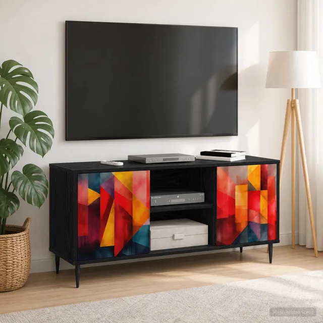 vidaXL Tv-meubel HEESCH 102 x 33 x 51 cm Zwart eiken Bewerkt hout