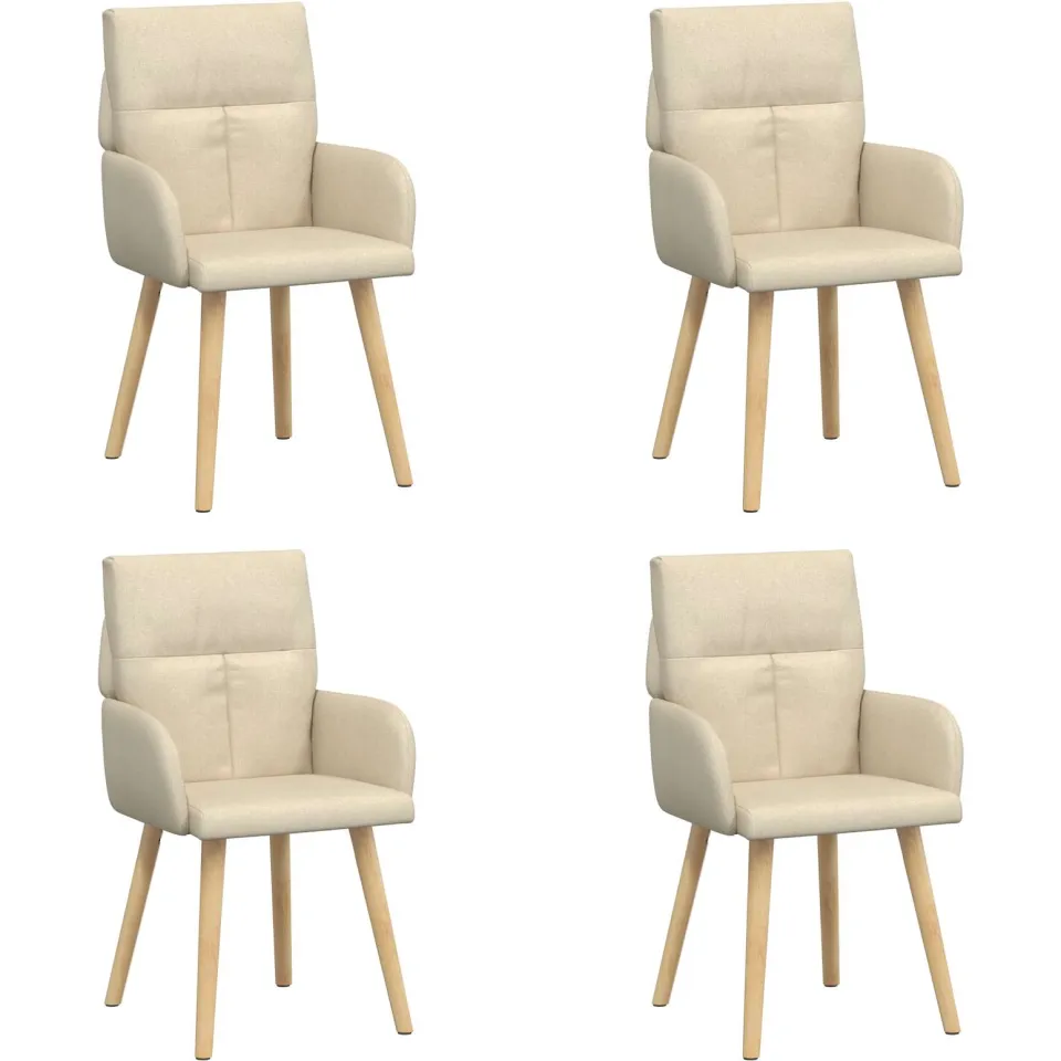 vidaXL Eettafelstoelen 4 st Stof Crèmekleurig 60 x 56 x 93 cm, foto 3