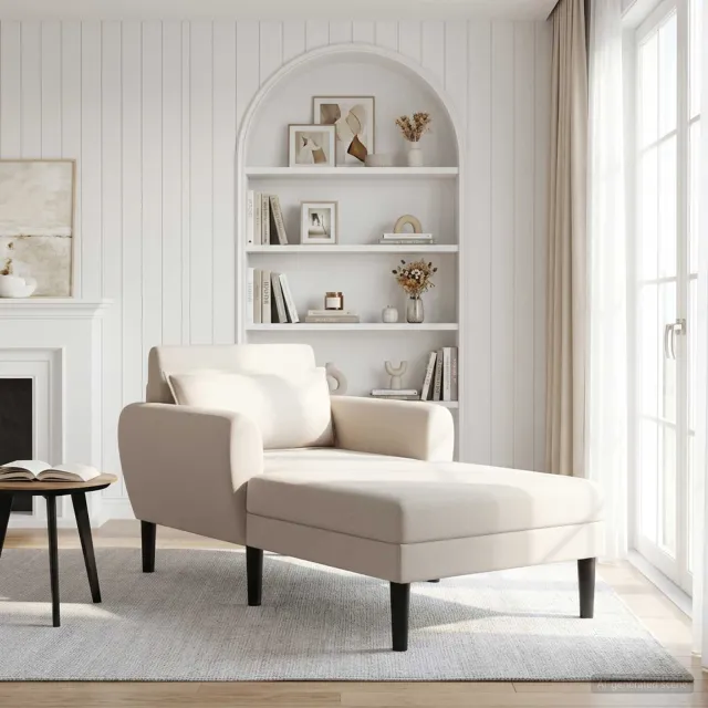 vidaXL Chaise longue Havermout Grof geweven fluweel Beige