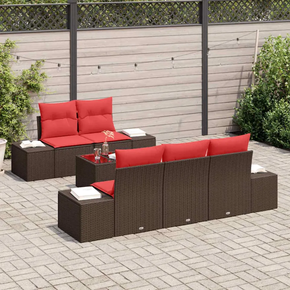 vidaXL Tuin Sofa Set 6 st Bruin poly rattan, foto 3