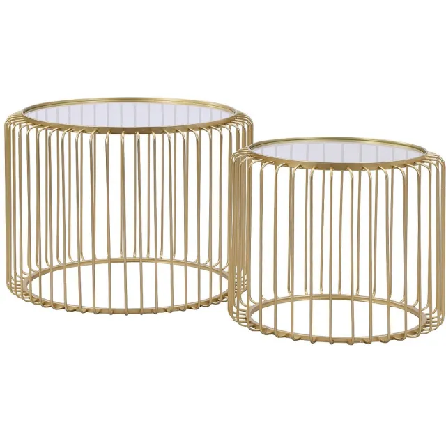 Vente-unique Salontafels van metaal en glas - Goud - FERIDA Goudkleurig