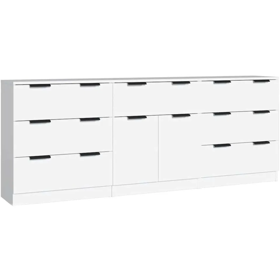 vidaXL 3-delige Dressoirs bewerkt hout wit, foto 3