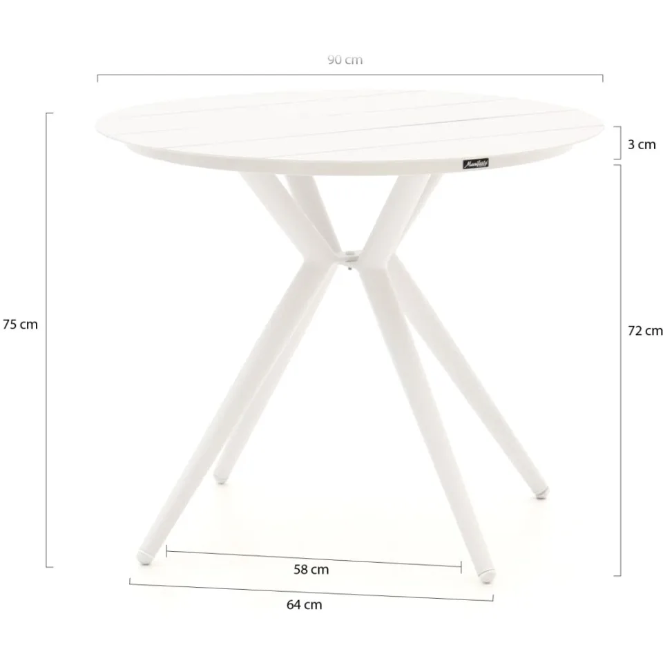 Bellagio tuinmeubelen Bellagio Cino/Sora ø 90cm dining tuinset 5-delig stapelbaar wit, foto 4