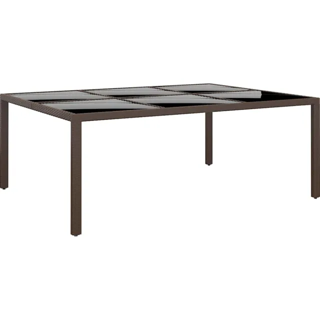 vidaXL Tuintafel met glazen blad 200x150x75 cm rattan bruin, foto 2