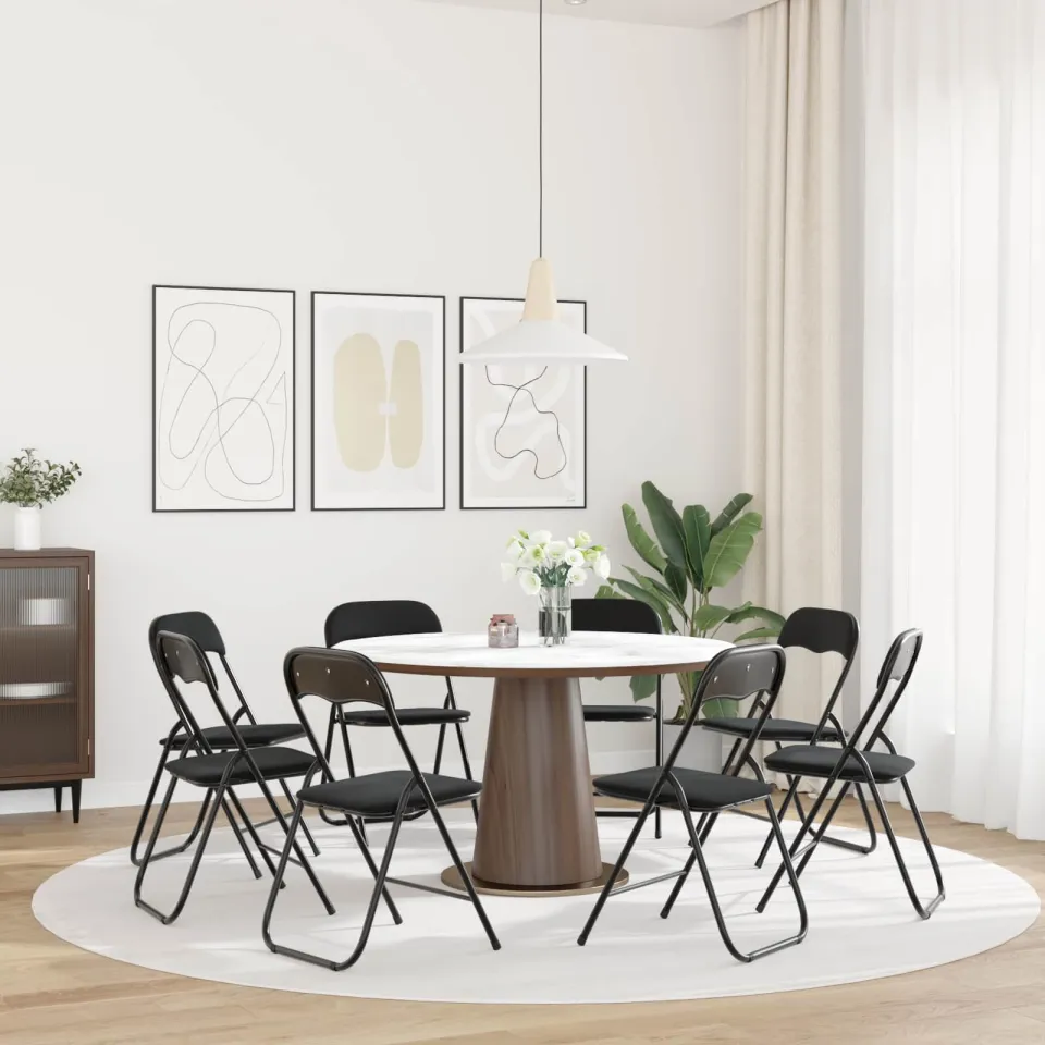 vidaXL Inklapbare stoel 8 st Fluweel Zwart 48 x 44 x 78 cm, foto 4