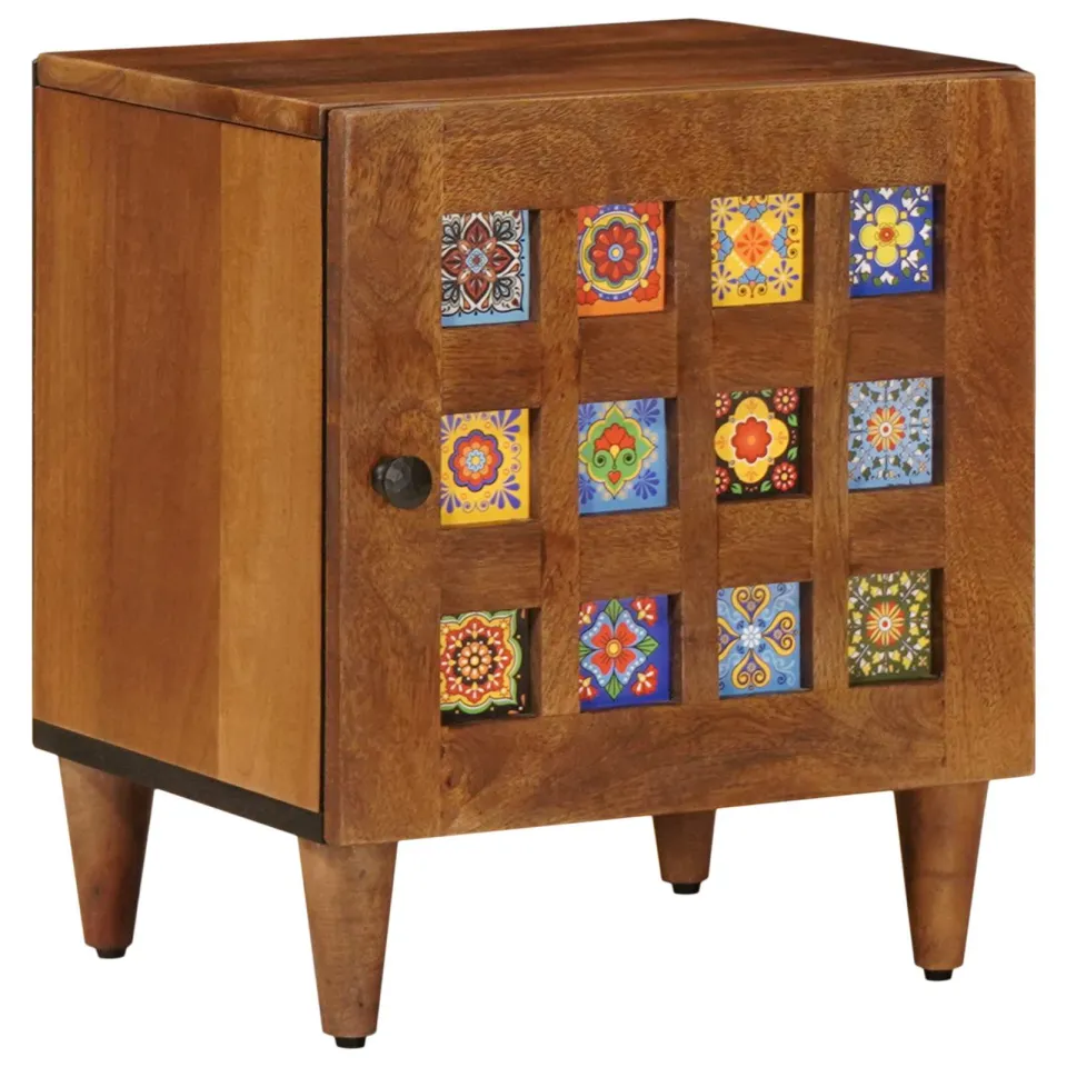 vidaXL Nachtkastje Bruin 40 x 33 x 46 cm Massief Mango Hout