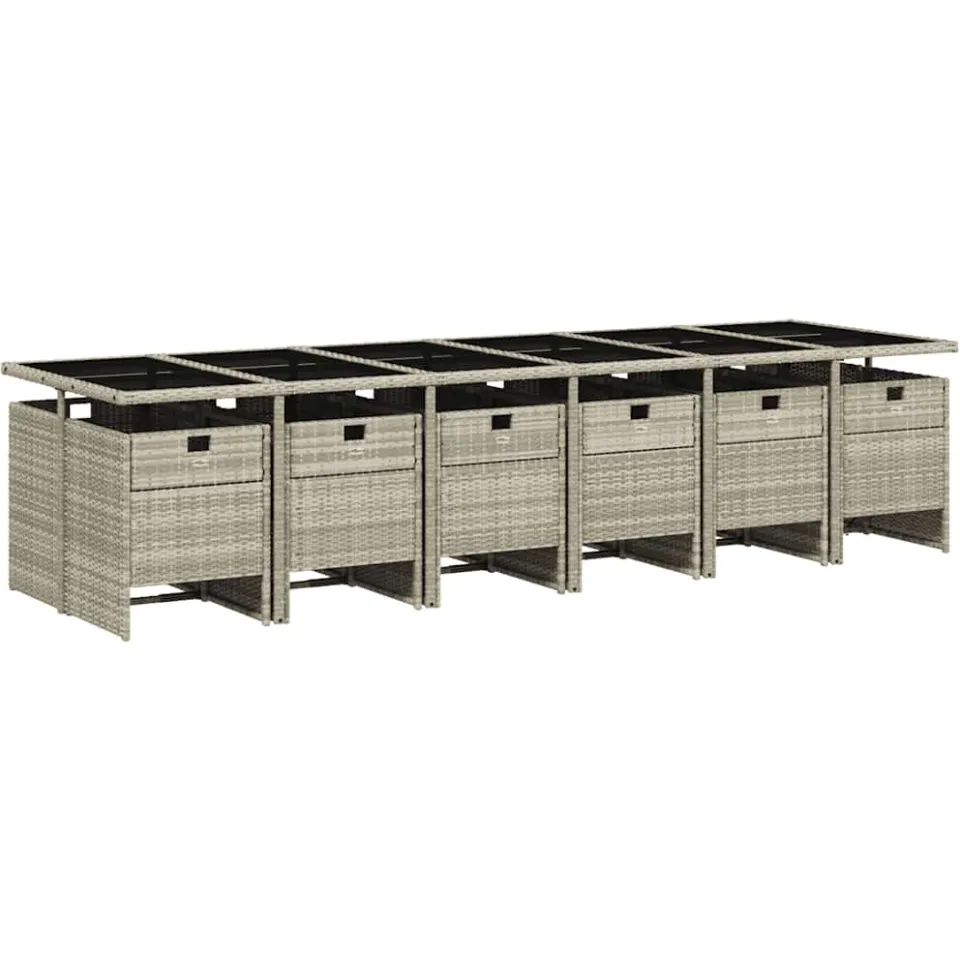 vidaXL 13-delige Tuinset met kussens poly rattan lichtgrijs
