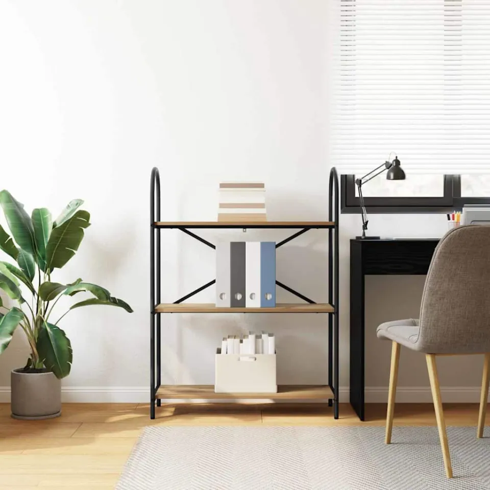 vidaXL Boekenkast 3-laags 80 x 30 x 109 cm Bewerkt hout Artisan Eiken, foto 4