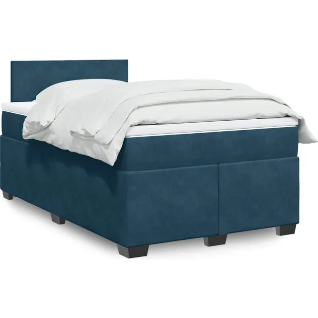 vidaXL Boxspring met matras fluweel donkerblauw 120x200 cm blauw