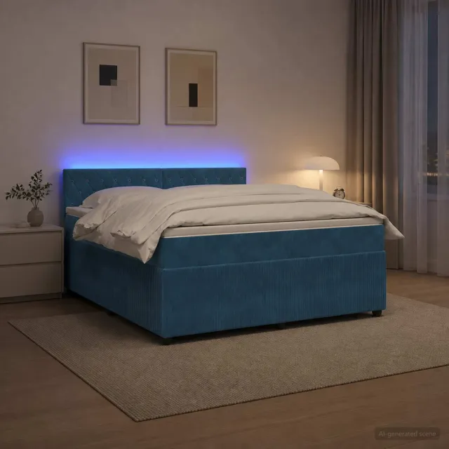 vidaXL Boxspringbed met matras Blauw 160 x 200 cm Fluweel