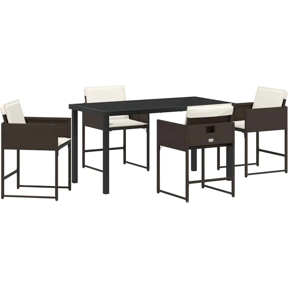 vidaXL Tuin eettafelset 5 st Bruin poly rattan, foto 3