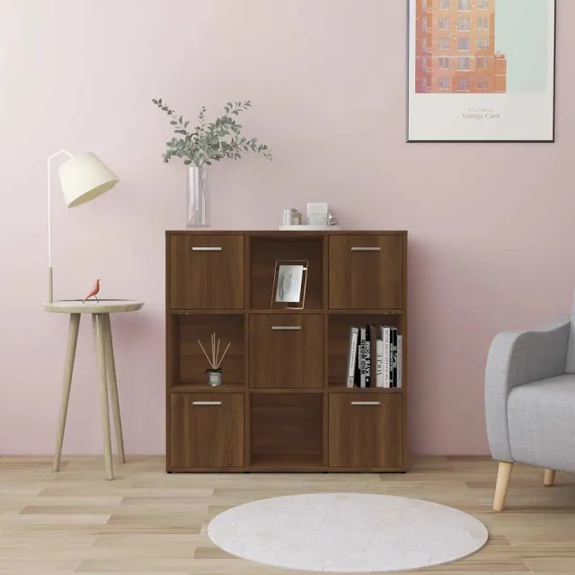 vidaXL Boekenkast 90x30x90 cm bewerkt hout bruin eikenkleur, foto 2
