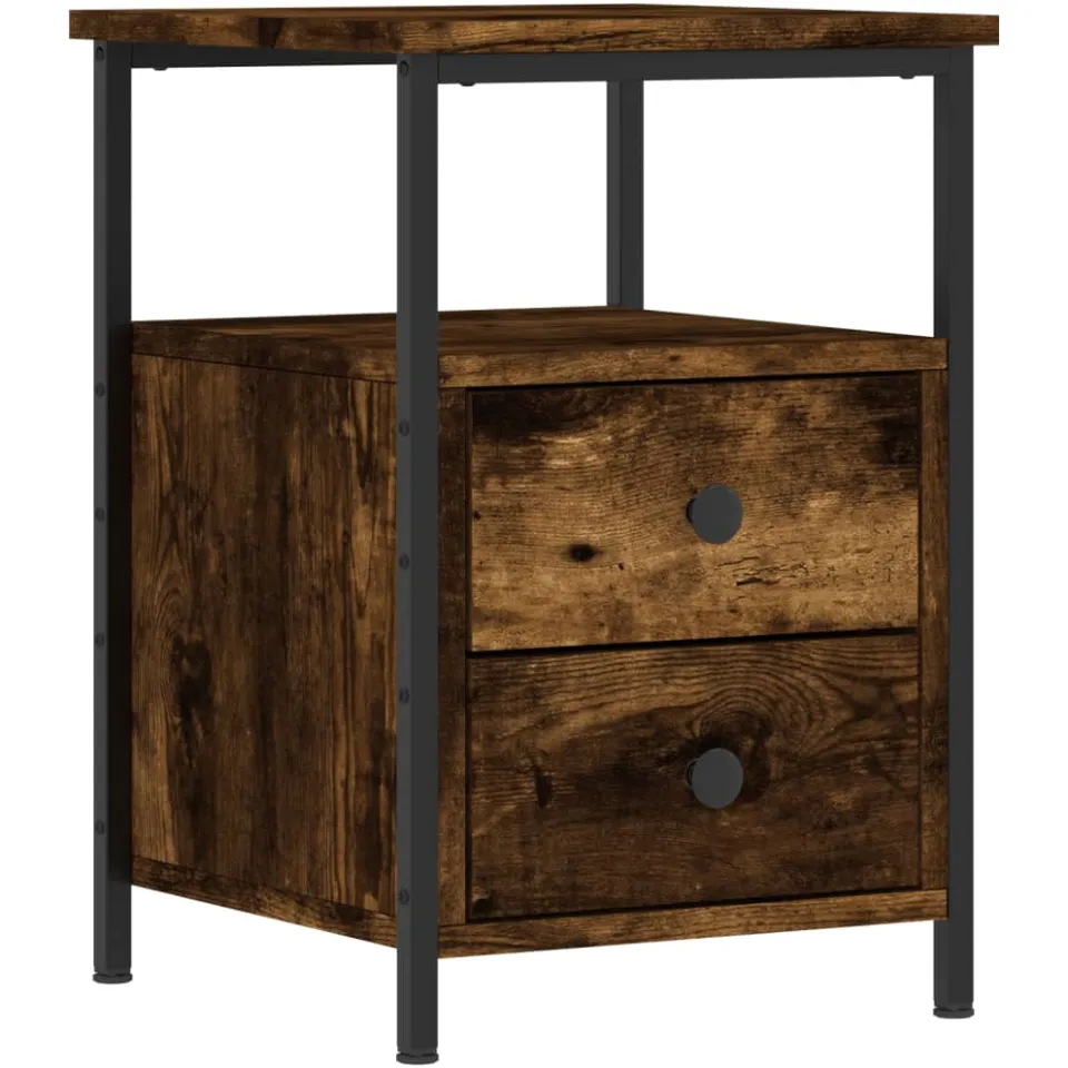 vidaXL Nachtkastje 34x35,5x50 cm bewerkt hout gerookt eikenkleurig, foto 3