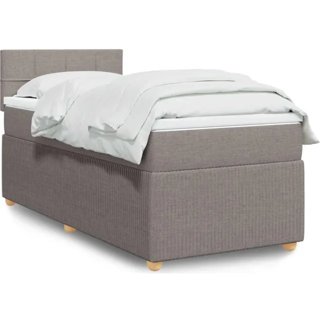 vidaXL Boxspring met matras stof taupe 90x200 cm