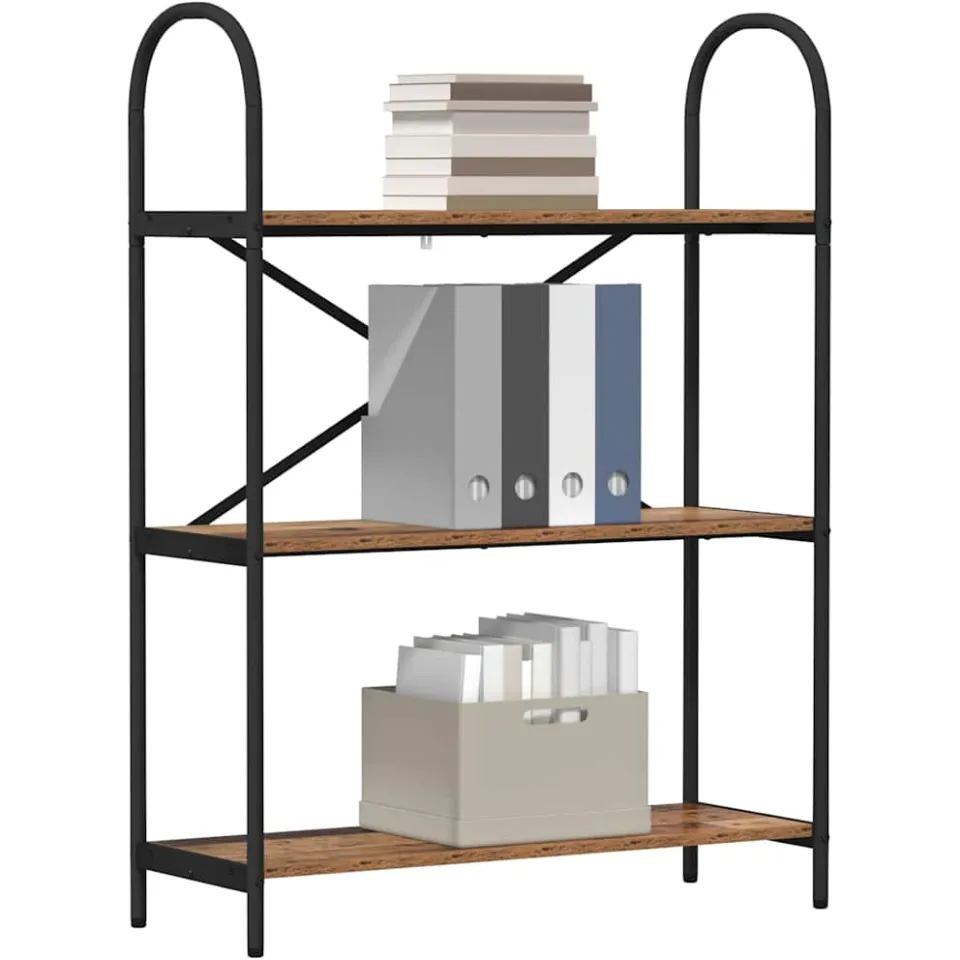 vidaXL Boekenkast 3-laags 80 x 30 x 109 cm Bewerkt hout Oudhout Bruin