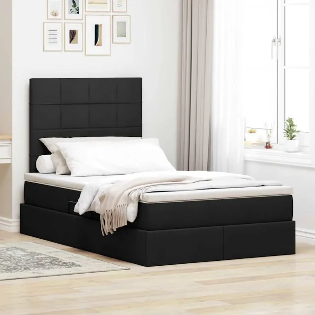 vidaXL LED Opslagbed met Matras Zwart 120 x 200 cm Stof