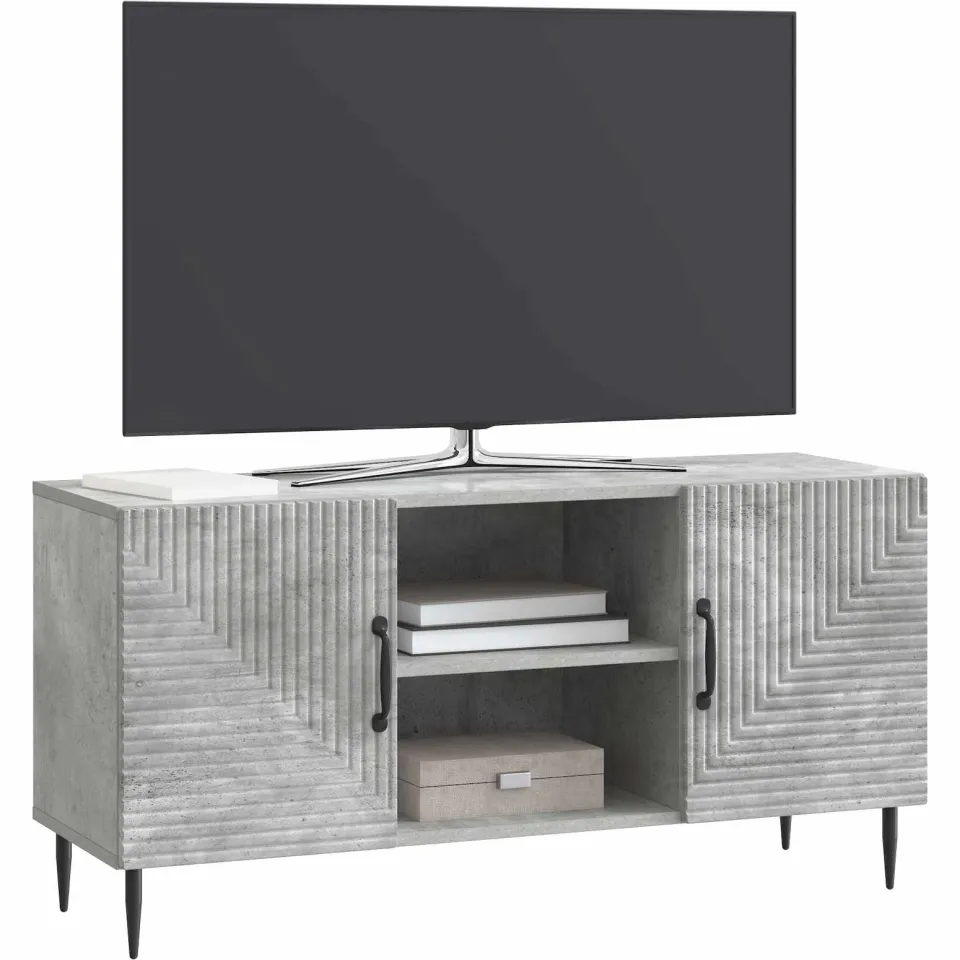 vidaXL Tv-meubel 102 x 34,5 x 50 cm Betongrijs Bewerkt hout grijs