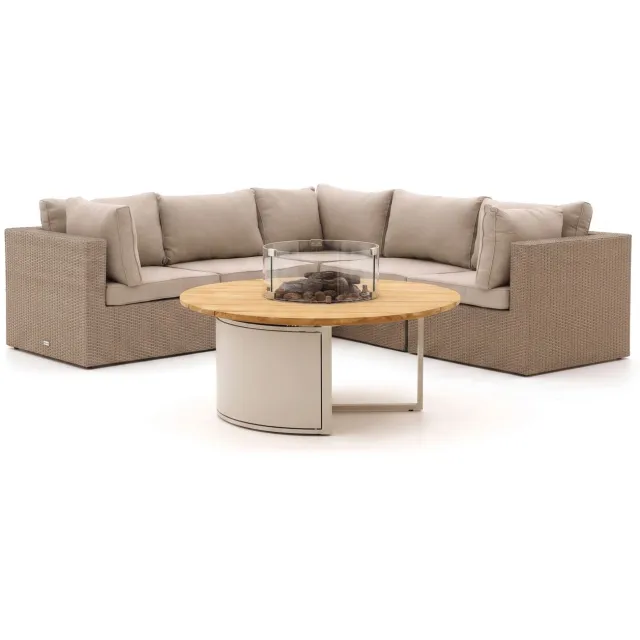 Forza Furniture Forza Cecita/Cosiloft hoek loungeset met vuurtafel 6-delig Taupe