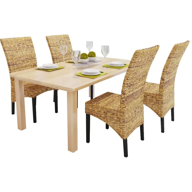 vidaXL Eetkamerstoelen 2 st abaca en massief mangohout bruin