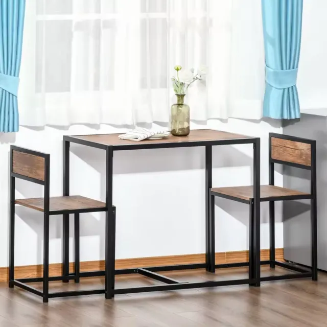 Quality Goods Bartafelset - Tafel met 2 stoelen - Metalen frame - Vintage Donker Bruin en Zwart